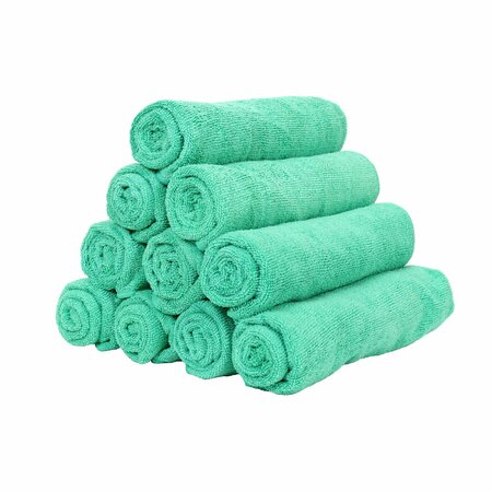 MONARCH BRANDS Microfiber Hand Towels - 16in x 27in, Green, 180PK M915105G-CS